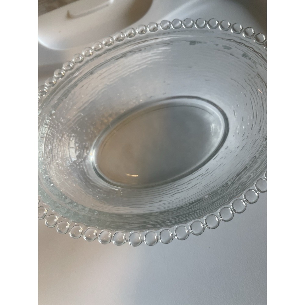 vintage "Hen on Nest" covered candy dish looks clear with a blue tint Perfect 7" - Picture 8 of 10